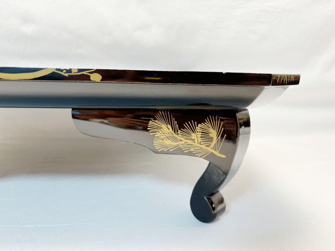 美品 茶道具 高級 木製黒塗 金彩花蒔絵 四足花台 卓 香炉台 置台 盆景 等 茶道具 高級 木製黒塗 金彩花蒔絵 四足花台 卓 香炉台 置台 盆景
